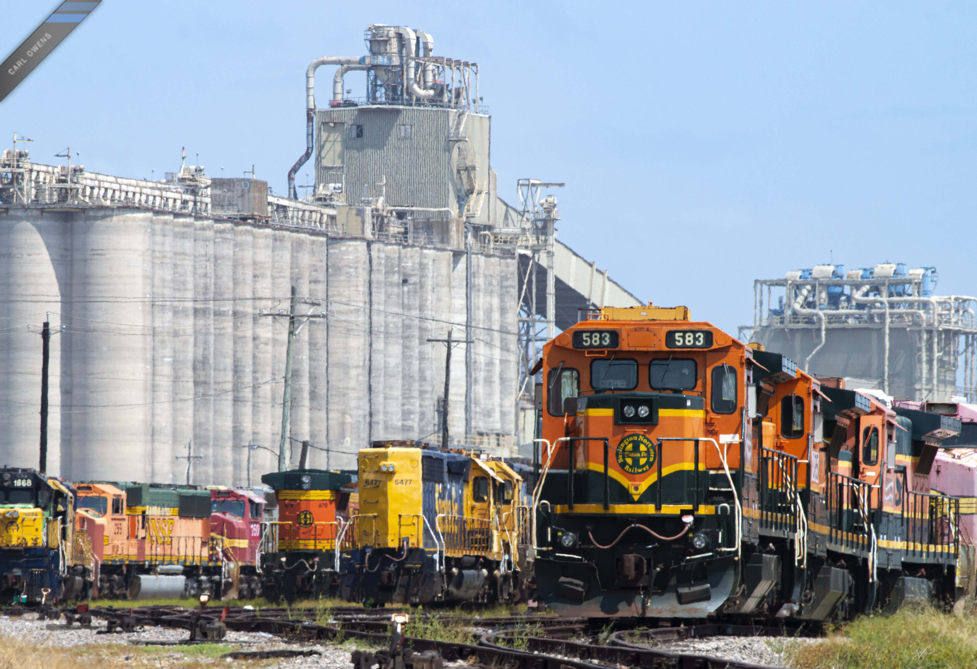 railyard with diesel trains
