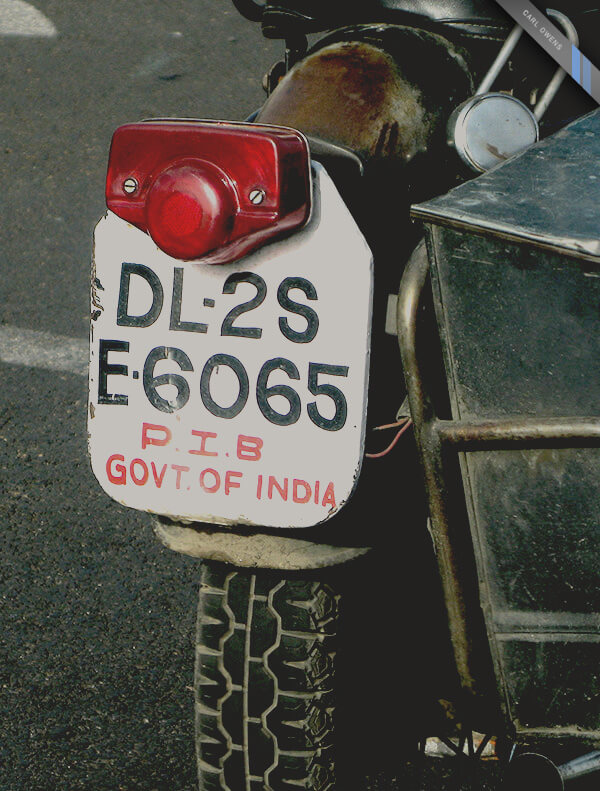 photo of a government motorcycle in New Delhi, India
